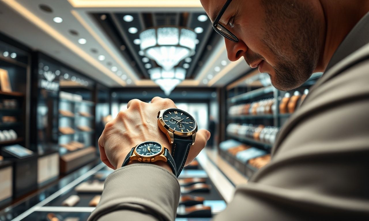 高級時計を選ぶ様子