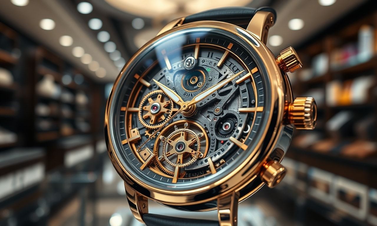 高級時計の文字盤とギアのイメージ