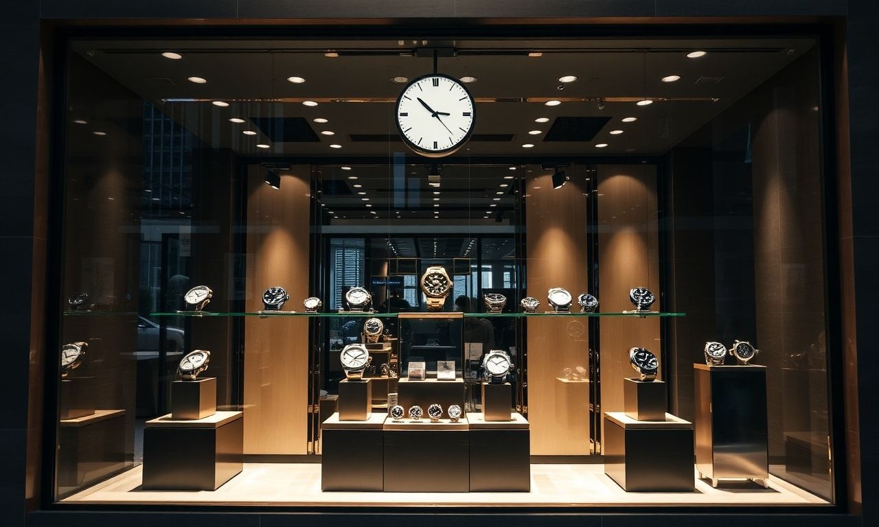 横浜の高級時計店ウィンドウディスプレイ