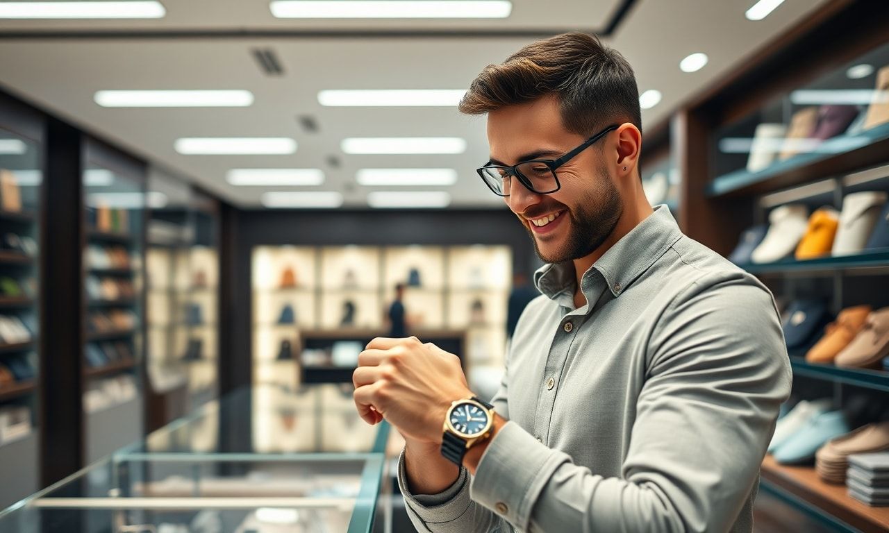 高級時計を選ぶ男性