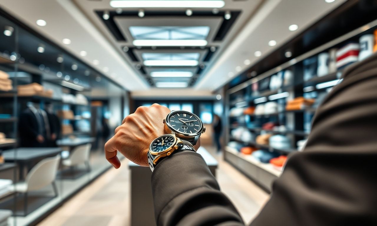 時計を試着するシーン