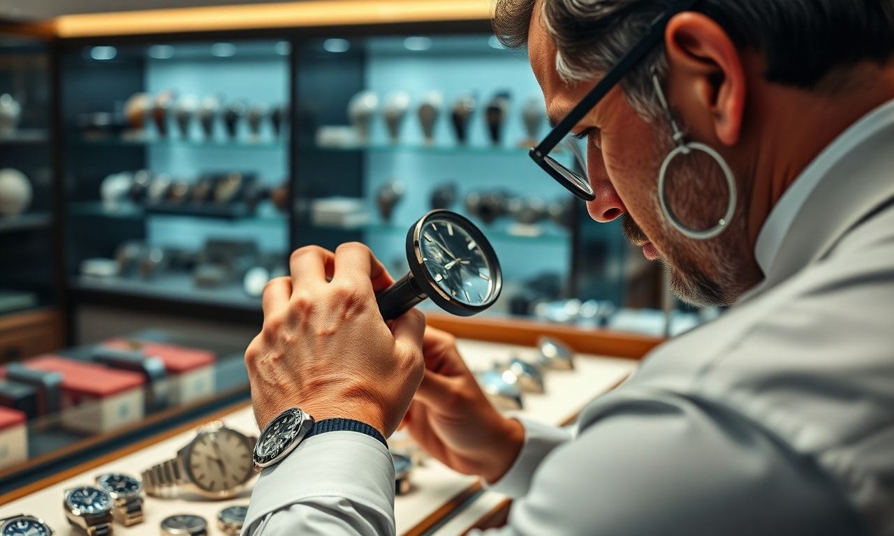 時計を検討する様子