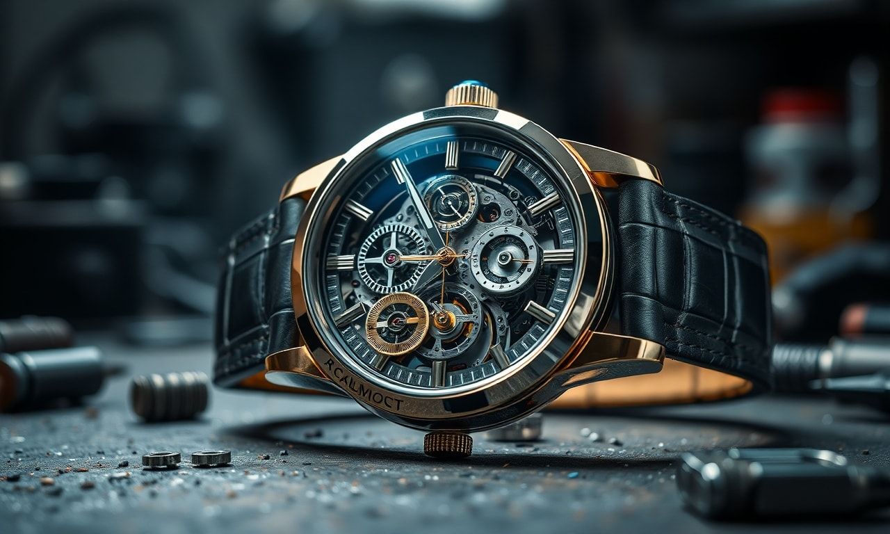 高級時計の構造を分解した様子