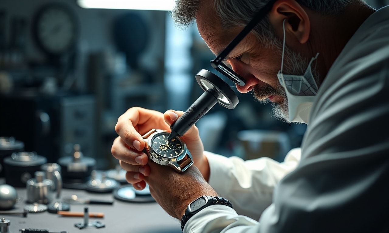 職人が高級時計を鑑定する様子